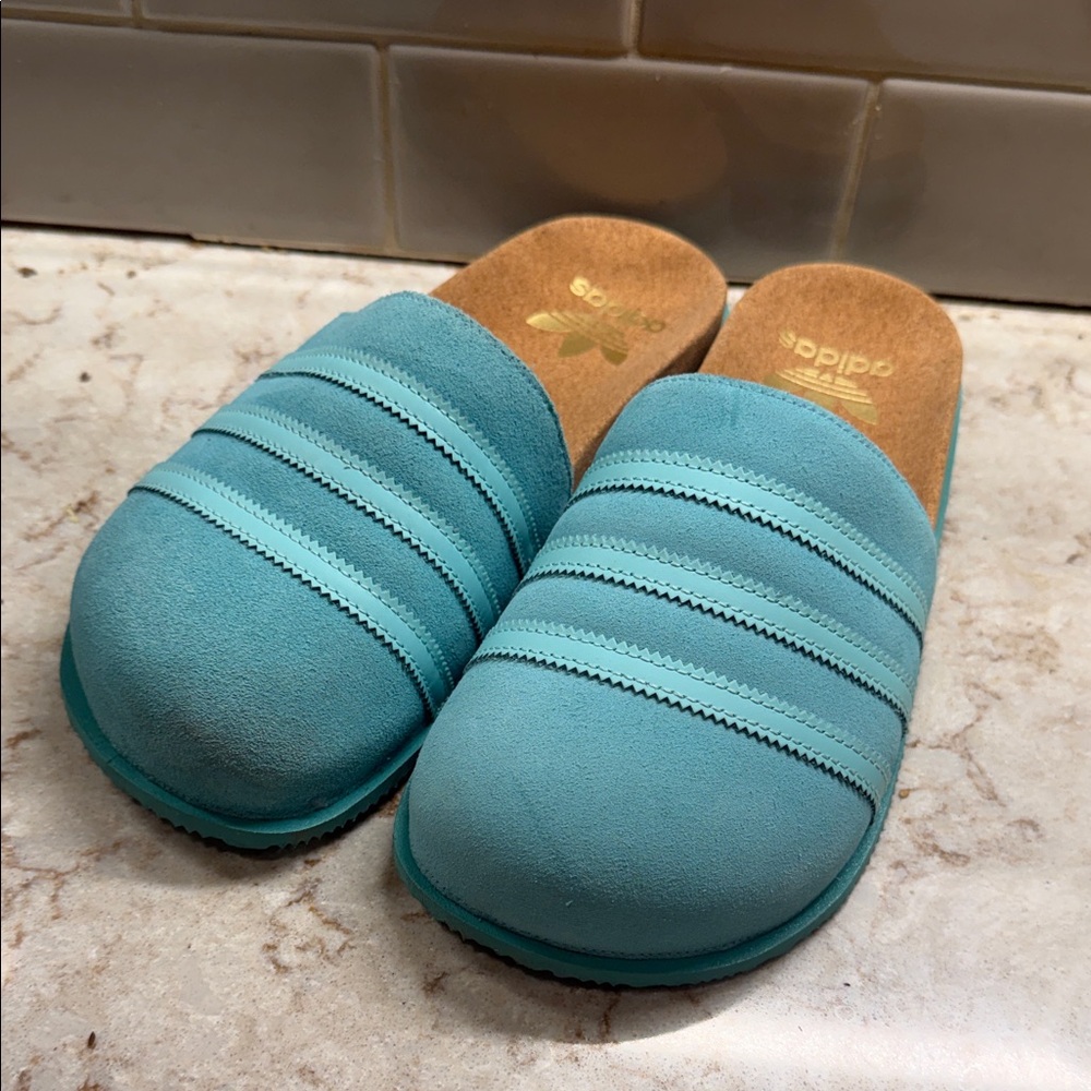 Adidas Aqua Blue Slip-On Sandals
